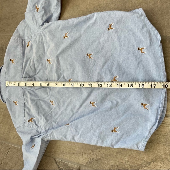 Janie and Jack Embroidered Boxer Dog Long Sleeve Oxford Button Up Size 5 - Picture 7 of 9